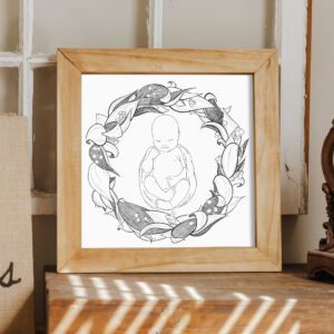 May Floral Wreath Ink Illustration, Sugar Maple Market, Ink Illustration, Lily of the Valley Floral Wreath, May Baby Art, May Birth Flower,