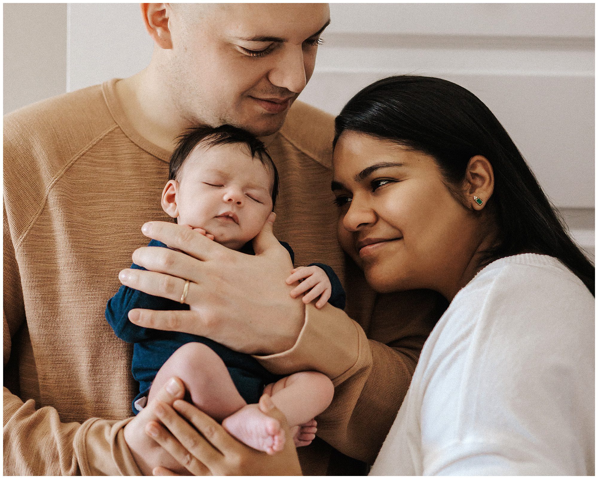 Family of 3 portrait during newborn session in Murfreesboro