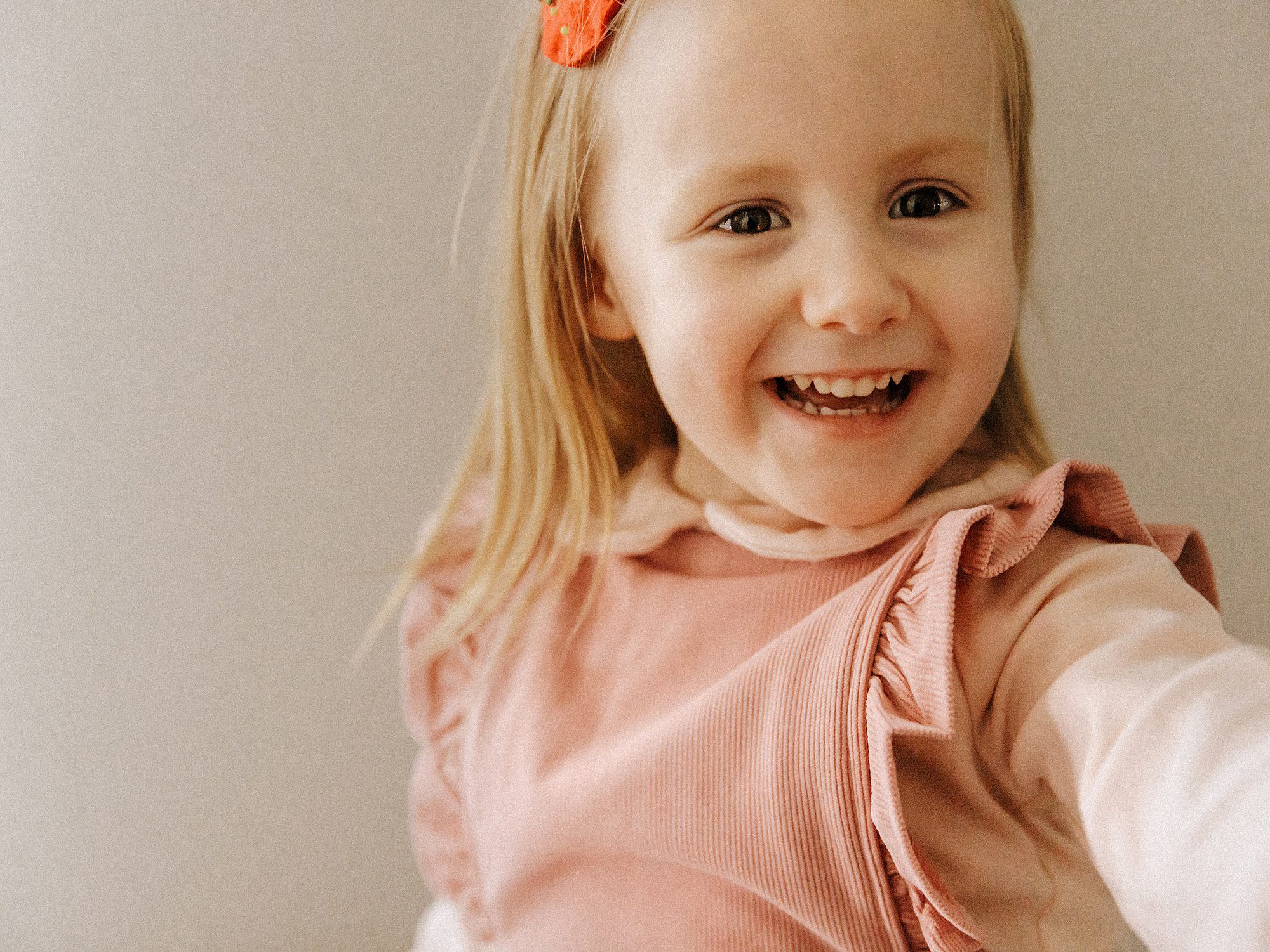 Portrait of 3 year old during milestone session in Murfreesboro